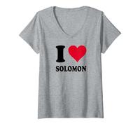 Womens I Love Solomon V-Neck T-Shirt