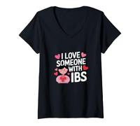Women's I Love Someone with IBS Awareness Support Gut Health Ally V-Neck T-Shirt