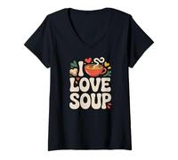 Womens I Love Soup Heartwarming Bowl Delight V-Neck T-Shirt