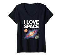 Womens I Love Space Astronaut Cosmic Enthusiasm V-Neck T-Shirt