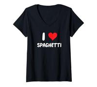 Womens I Love Spaghetti - Pasta Cook Chef Cooking Food Italian V-Neck T-Shirt