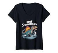 Womens I Love Spinosaurus Dinosaur Lover V-Neck T-Shirt