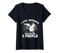 Women's I Love Squirrels and Maybe 3 People Rodents Squirrel V-Neck T-Shirt