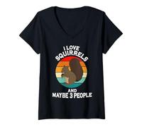 Women's I Love Squirrels and Maybe 3 People Rodents Squirrel V-Neck T-Shirt