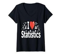 Women's I Love Statistics Funny Data Analyst Math V-Neck T-Shirt