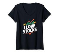 Womens I Love Stocks Bull Market Enthusiast V-Neck T-Shirt