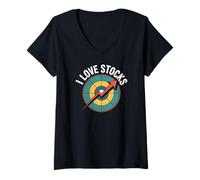 Womens I Love Stocks Financial Trading V-Neck T-Shirt