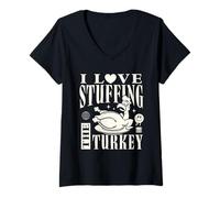 Womens I Love Stuffing The Turkey Funny Thanksgiving I'm The Turkey V-Neck T-Shirt