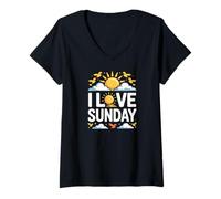 Womens I Love Sunday Sunshine Vibes V-Neck T-Shirt