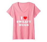 Womens I Love Sweaty Hugs T Shirt Marathon Watching Tee V-Neck T-Shirt