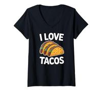 Womens I Love Tacos Hungry Taco Lover V-Neck T-Shirt