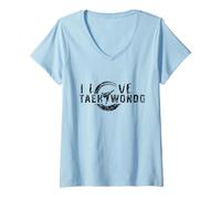 Women's I Love Taekwondo Training Martial Arts Fighter Tae Kwon Do V-Neck T-Shirt