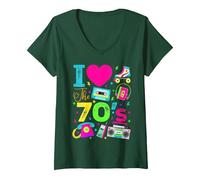 Women's I Love The 70s 1970's Vintage Style Seventies Retro Party V-Neck T-Shirt