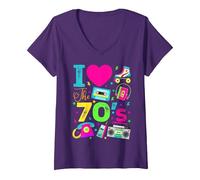 Women's I Love The 70s 1970's Vintage Style Seventies Retro Party V-Neck T-Shirt