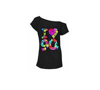 Womens I Love The 80s T-Shirt - Retro 80s Graphic Tee with Colorful Globe & Happy Face Prints - Vintage Style 80s Shirt for Women - 90s Fancy Dress Parties Top