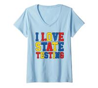 Women's I Love The Last Day of State Testing Funny Teacher V-Neck T-Shirt