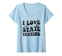 Women's I Love The Last Day of State Testing Funny Teacher V-Neck T-Shirt