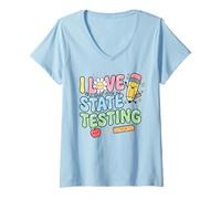 Women's I Love The Last Day of State Testing Funny Teacher V-Neck T-Shirt