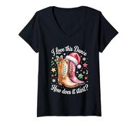 Womens I Love This Dance How Does It Start Line Dance Christmas V-Neck T-Shirt