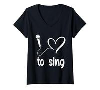 Womens I Love to Sing - Cute heart singer Music Lover V-Neck T-Shirt