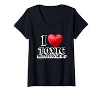 Women's I Love Toxic Relationships | Sarcastic Relations V-Neck T-Shirt