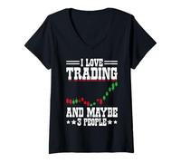 Womens I Love Trading - Funny Stock Trading Money Investor V-Neck T-Shirt