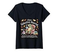 Womens I Love Turtles Sea I Have Selective Hearing Coffee And Book V-Neck T-Shirt