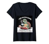 Womens I Love Turtles Sea I Have Selective Hearing Coffee And Book V-Neck T-Shirt