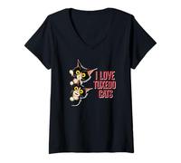 Womens I Love Tuxedo Cats Mom Dad Mother's Day Father's Day Kids V-Neck T-Shirt