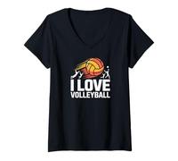 Womens I Love Volleyball Enthusiast Spirit V-Neck T-Shirt