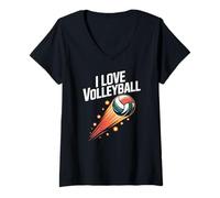 Womens I Love Volleyball Passionate Game Spirit V-Neck T-Shirt