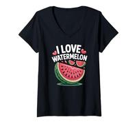 Womens I Love Watermelon Slice Summer Joy V-Neck T-Shirt