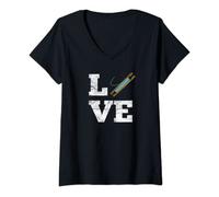 Womens I love Weaving Funny Shuttle Pilot Weaving V-Neck T-Shirt