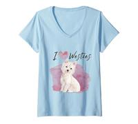 Womens I Love Westies Cute West Highland Terrier Design V-Neck T-Shirt