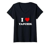 Womens I Love Yapchik Shabbat Shalom Kugel Kosher Food Challah V-Neck T-Shirt