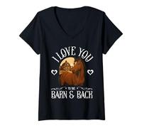 Womens I Love You To The Barn And Back Horse Retro Romantic Country V-Neck T-Shirt