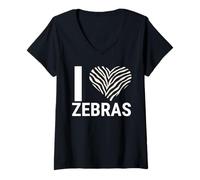 Women's I Love Zebras Cute Zebra Heart V-Neck T-Shirt