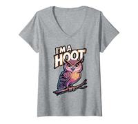 Womens I’m a Hoot Cute Owl Pun Design V-Neck T-Shirt