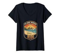 Women's I’m Done Working Time to Ride Bodyboarding Ocean Wave Rider V-Neck T-Shirt
