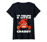 Womens I’m Feeling a Little Crabby Art for Crab Crabbing Lover V-Neck T-Shirt