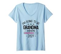 Women's I’m Going to Be a Grandma Again Est 2027 Second Time Grandma V-Neck T-Shirt