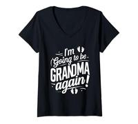 Women's I’m Going to be Grandma Again Funny Pregnancy Announcement V-Neck T-Shirt