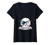 Womens I’m Iris-Istible Cute Cartoon Eyeball Glass Optometry Humor V-Neck T-Shirt