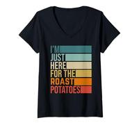 Womens I’m Just Here for The Roast Potatoes Funny Food Lover V-Neck T-Shirt