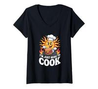 Womens I’m Just Here to Cook Sunburn V-Neck T-Shirt