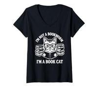 Womens I’m Not a Bookworm I’m a Book Cat Reader Bookish V-Neck T-Shirt