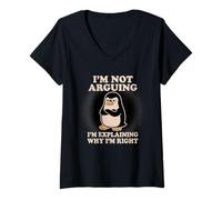 Womens I’m Not Arguing, I’m Explaining Why I’m Right Funny Penguin V-Neck T-Shirt