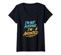 Womens I’m Not Average I’m Anointed, Bold Christian Youth Apparel V-Neck T-Shirt