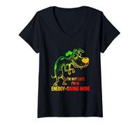 Womens I’m Not Lazy I’m in Energy Saving Mode Funny Rainbow Pet Car V-Neck T-Shirt