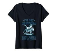 Womens I’m Not Obsessed Okay Maybe with My Ferret Cowboy V-Neck T-Shirt